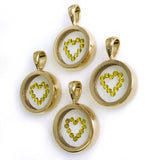 Floating Canary Diamond Heart Circle Pendant