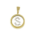 Incogem Floating Diamond Circle Pendant "S" Yellow Gold