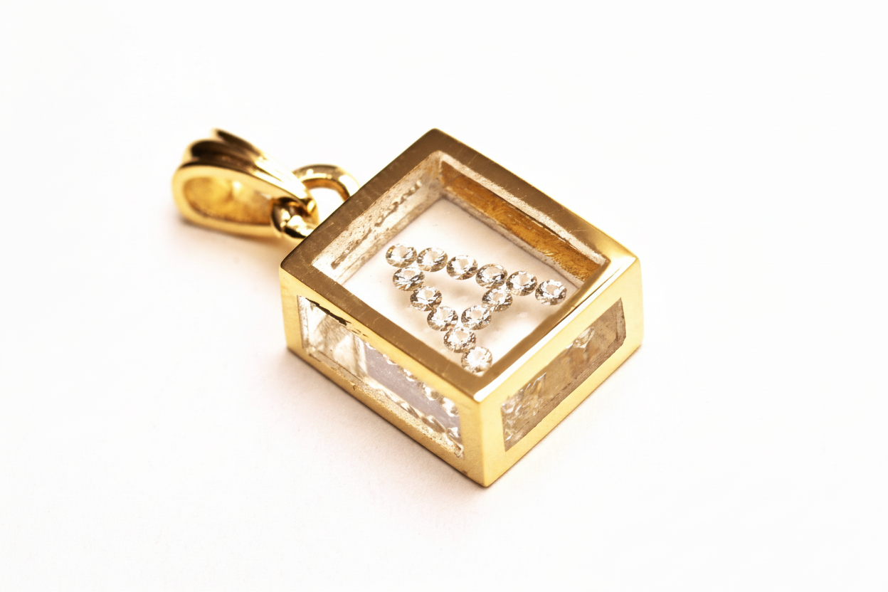 Incogem Floating Diamond Pendant "A" Yellow Gold