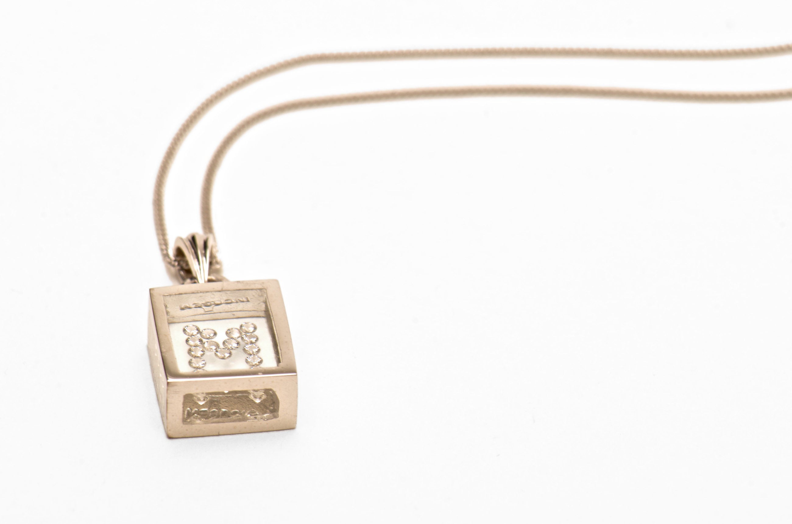 Incogem Floating Diamond Pendant "M" Yellow Gold