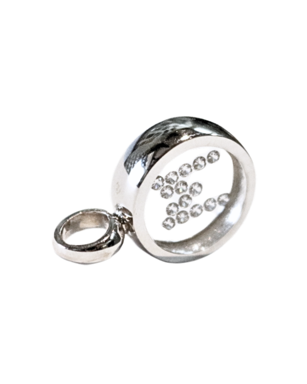 Incogem Floating Diamond Circle Pendant "M" White Gold