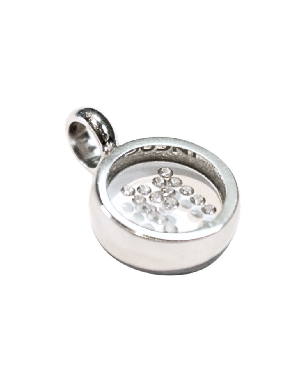 Incogem Floating Diamond Circle Pendant "M" White Gold
