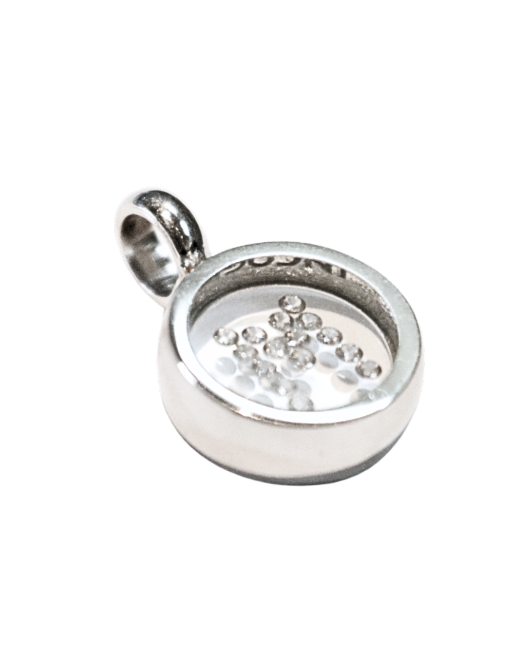 Incogem Floating Diamond Circle Pendant "M" White Gold
