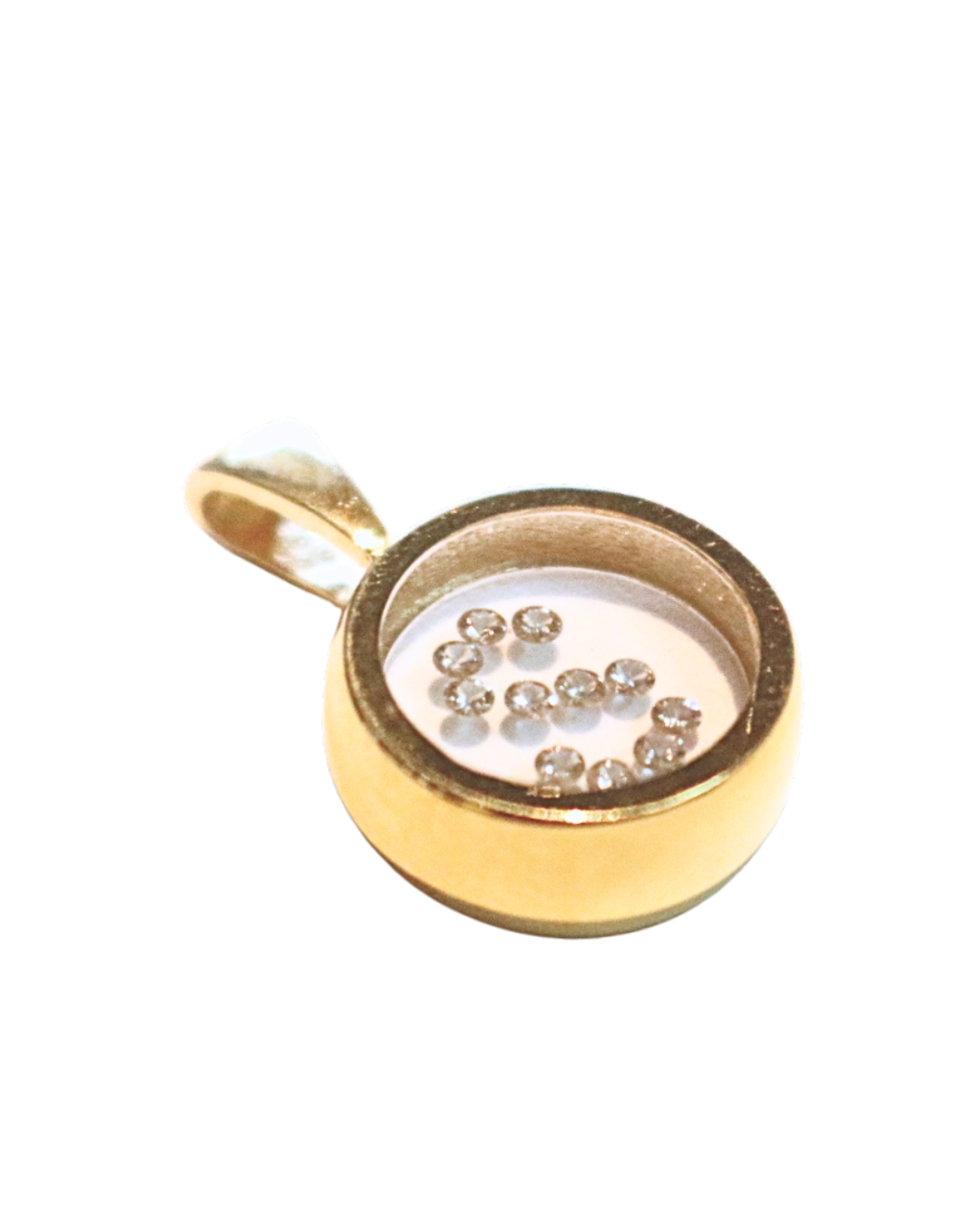 Incogem Floating Diamond Circle Pendant "S" Yellow Gold