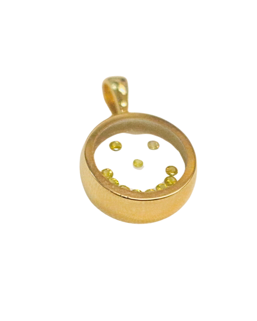 Incogem Floating Diamond Circle Pendant "Smiley Face" Yellow Gold and Canary Diamonds