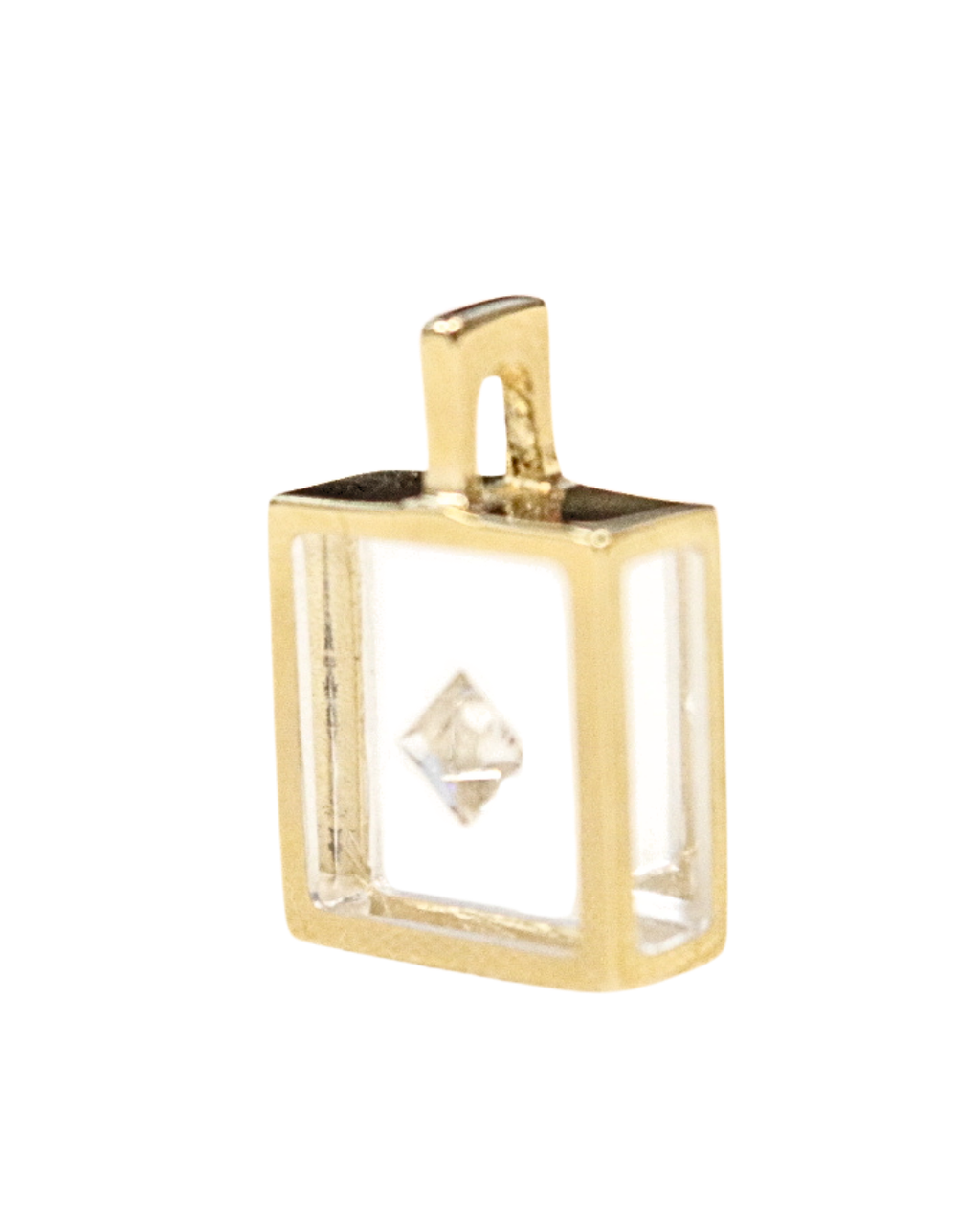 Incogem Floating Diamond Classic Pendant "Princess Cut" Yellow Gold