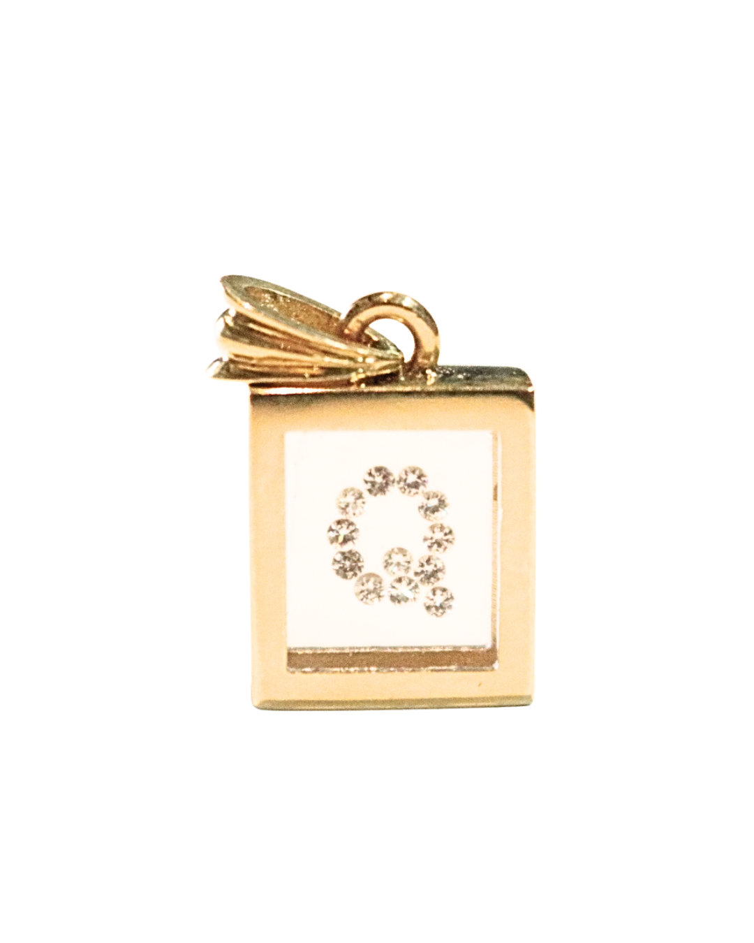 Incogem Floating Diamond Pendant "Q" Yellow Gold