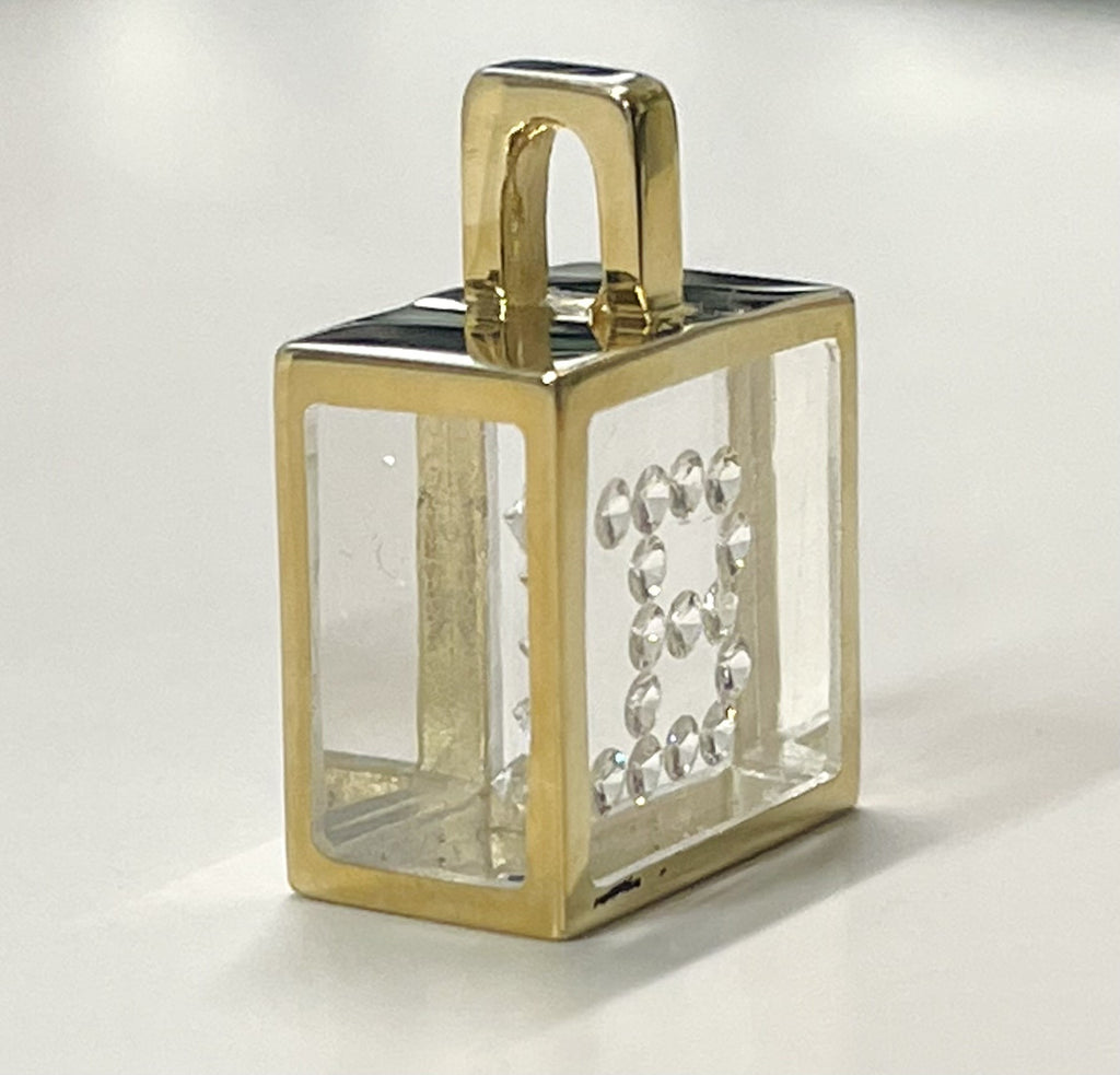 Incogem Floating Diamond Pendant "B" Yellow Gold