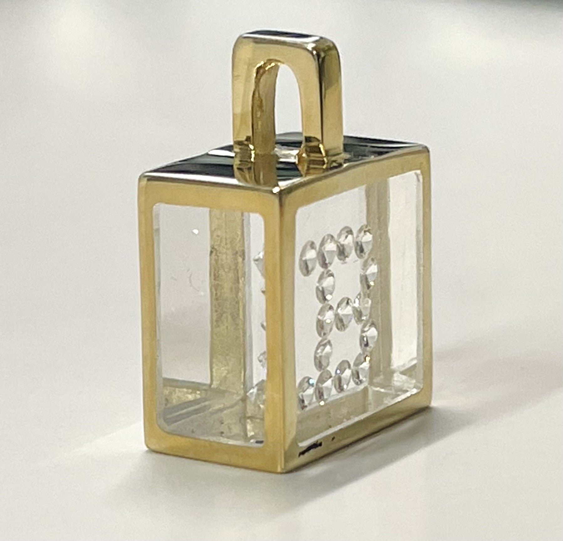 Incogem Floating Diamond Pendant "B" Yellow Gold