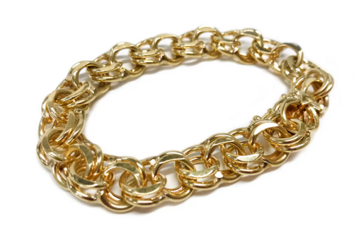 1st Dibs Vintage Double-Link Byzantine Bracelet in 14K Yellow Gold