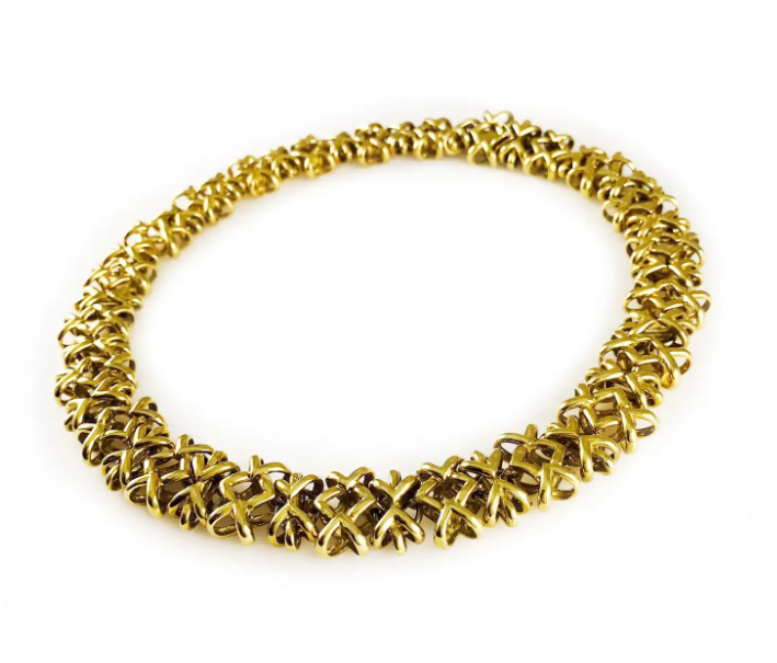 1st Dibs Crisscross 18k Yellow Gold Necklace