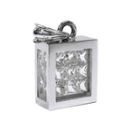 Incogem Floating Princess Cut Diamond Pendant "Pavé" White Gold
