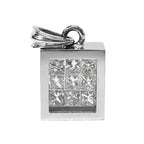 Incogem Floating Princess Cut Diamond Pendant "Pavé" White Gold