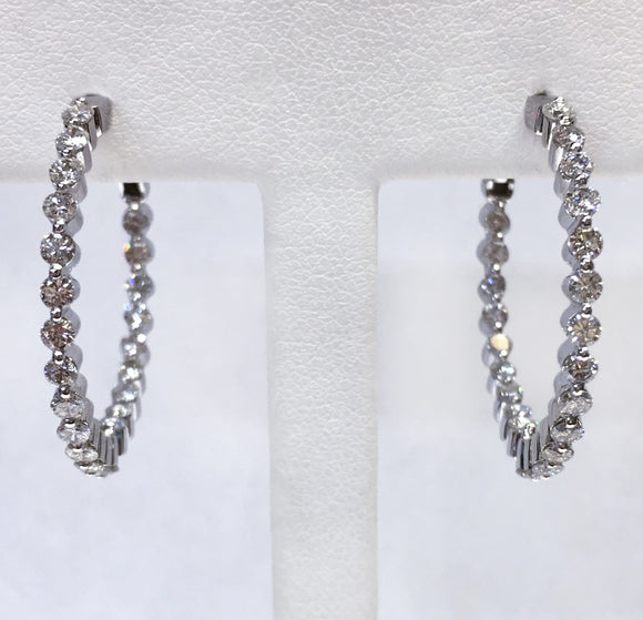 Diamond Inside/Out Hoop Earrings - Prong Set 1.81tw, SI1-SI2 G-H