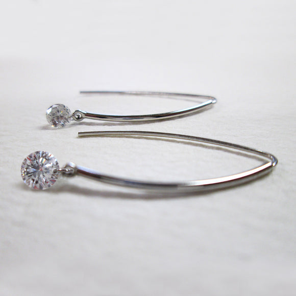 Pierced Diamond Earrings - 1 Brilliant Cut Round Diamond