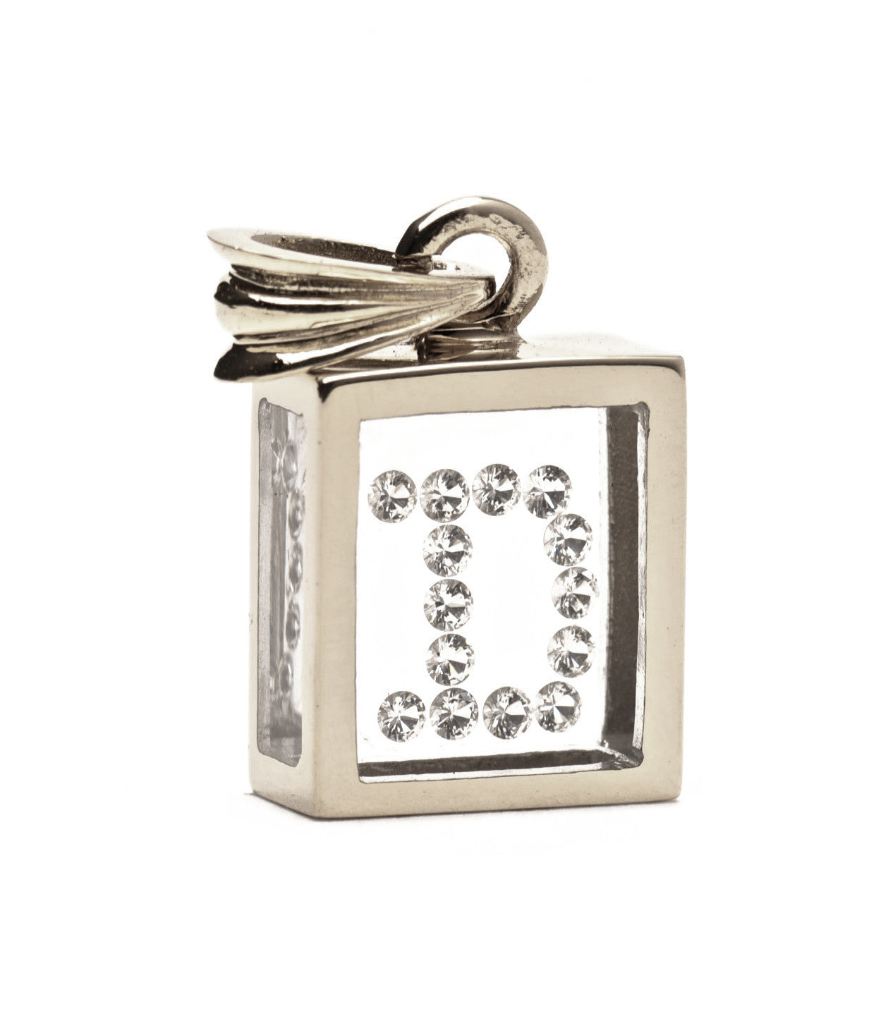 Incogem Floating Diamond Pendant "D" White Gold