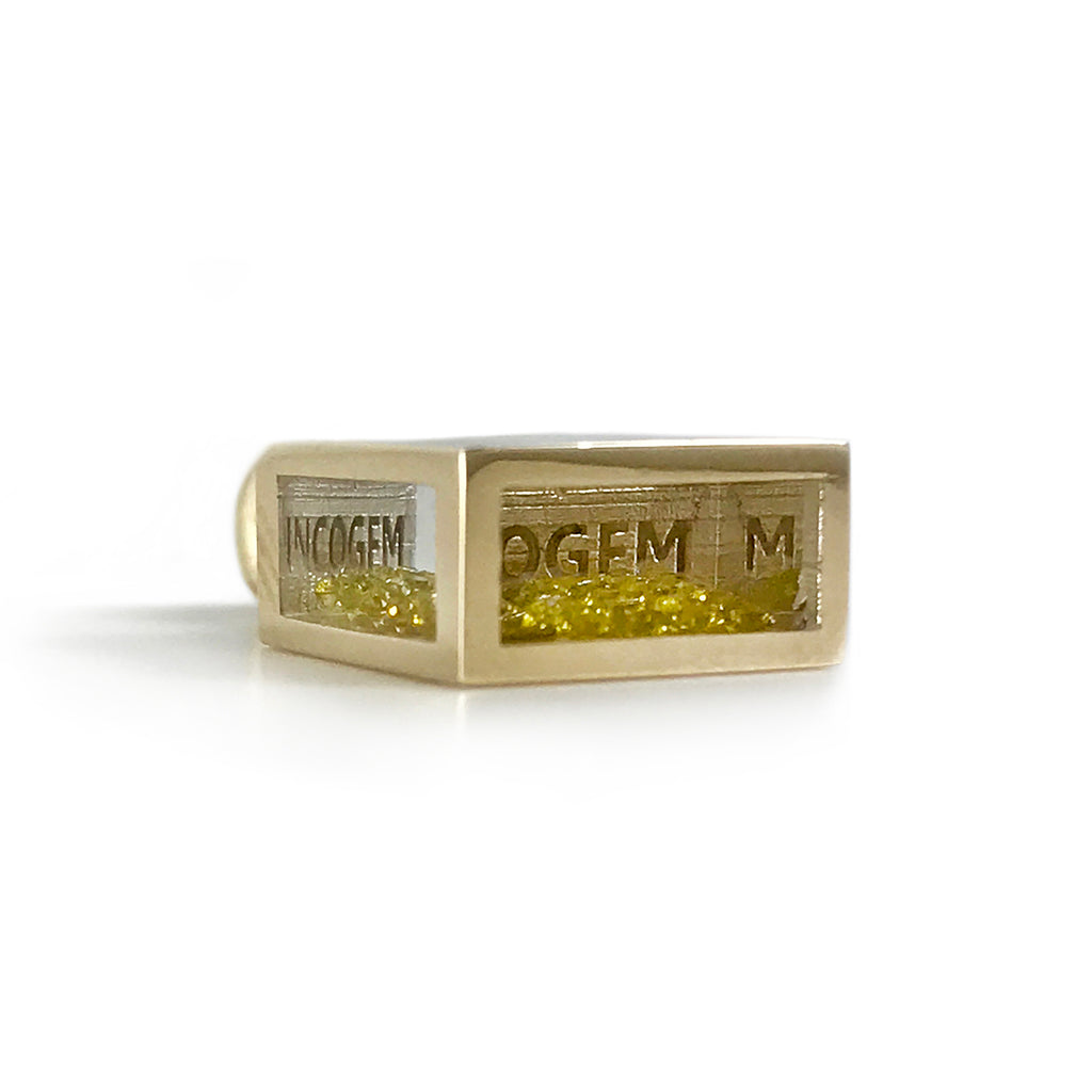 Incogem Floating Canary Diamond Pendant "Pave" Yellow Gold