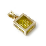 Floating Color Enhanced (HP/HT) Canary Diamond Pavé Pendant - 14k Yellow Gold