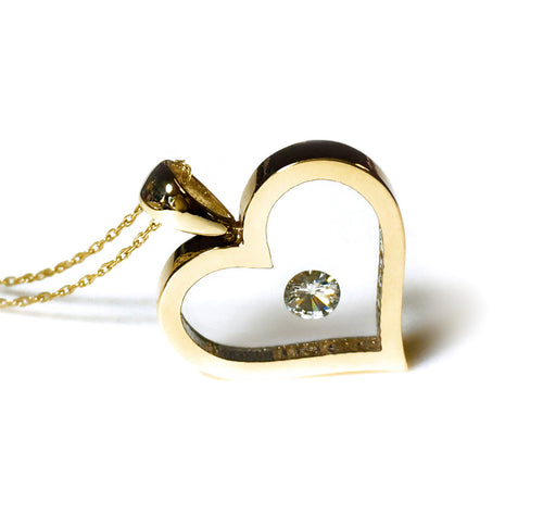 Incogem Floating Diamond "Heart" Pendant Yellow Gold 0.20 Carat Diamond