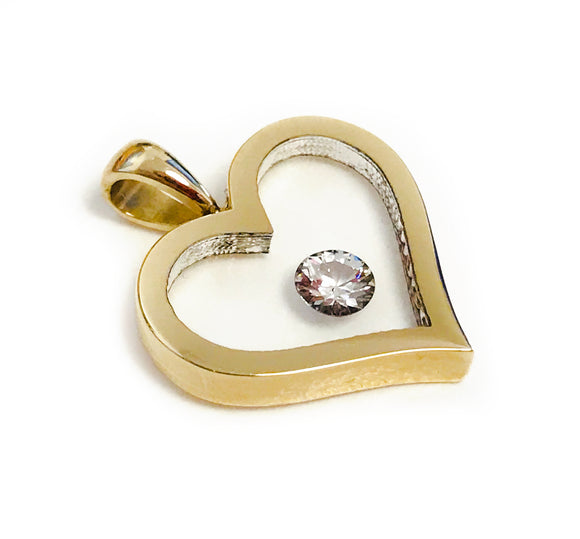 Floating Diamond Solitaire - Heart Shaped Pendant