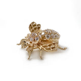 Vintage 14k Yellow Gold Honey Bee Brooch/Pin with Cubic Zirconia Eyes and Body