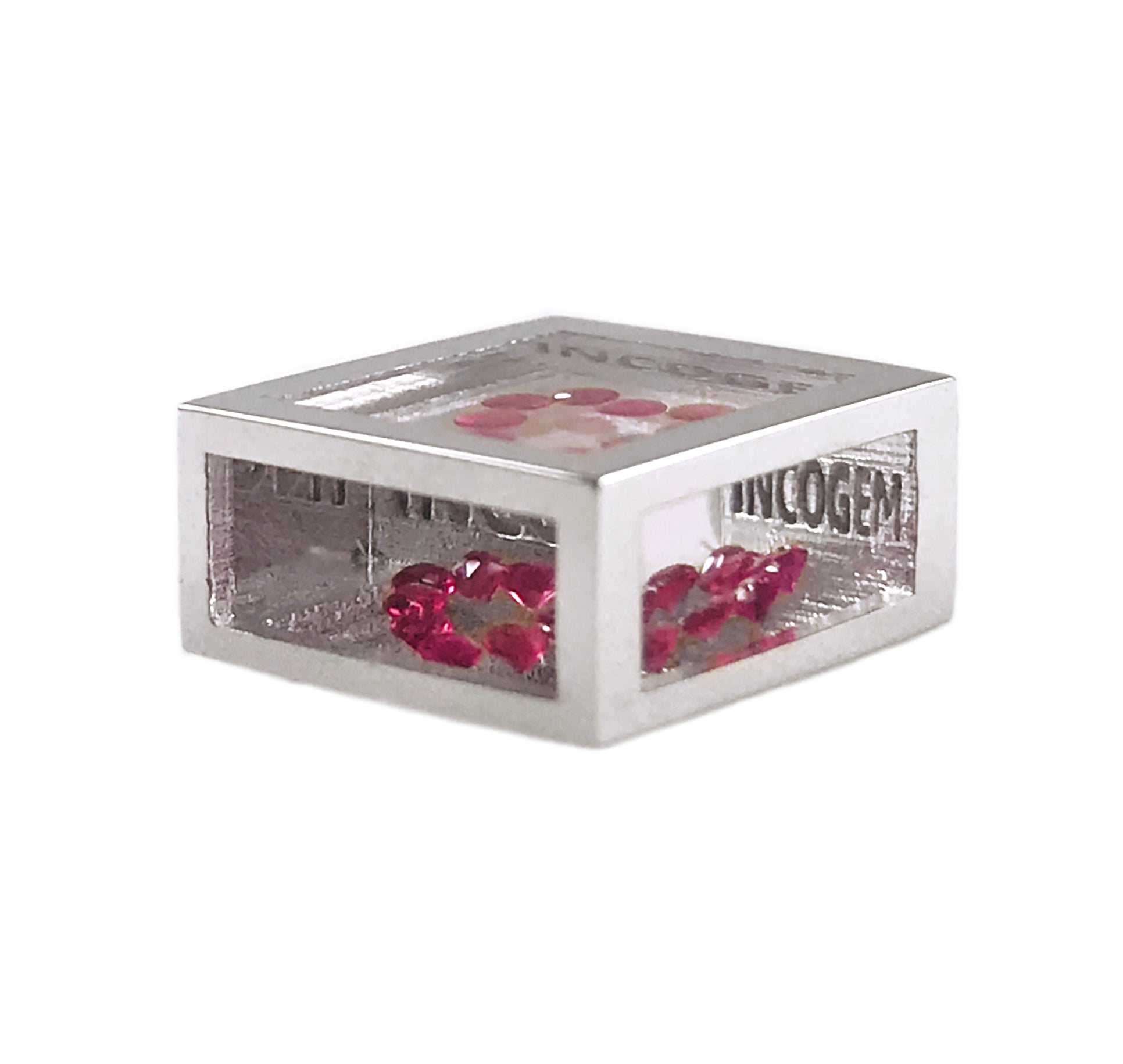 Incogem Floating Ruby Pendant "Heart" White Gold