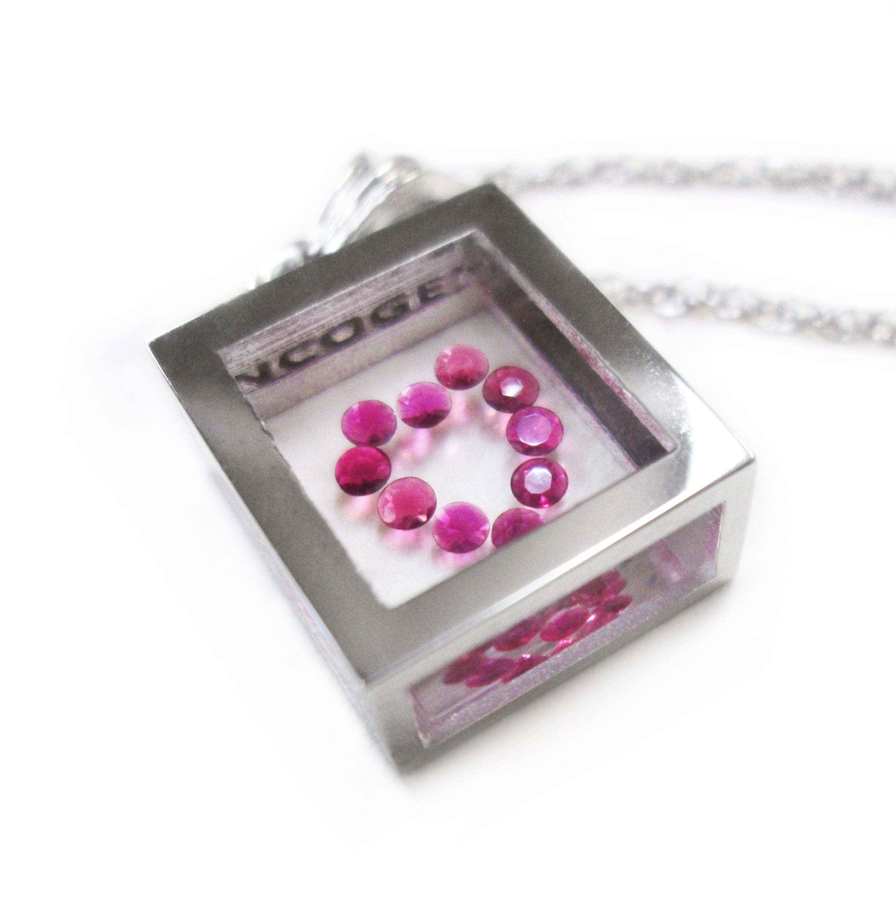 Incogem Floating Ruby Pendant "Heart" White Gold