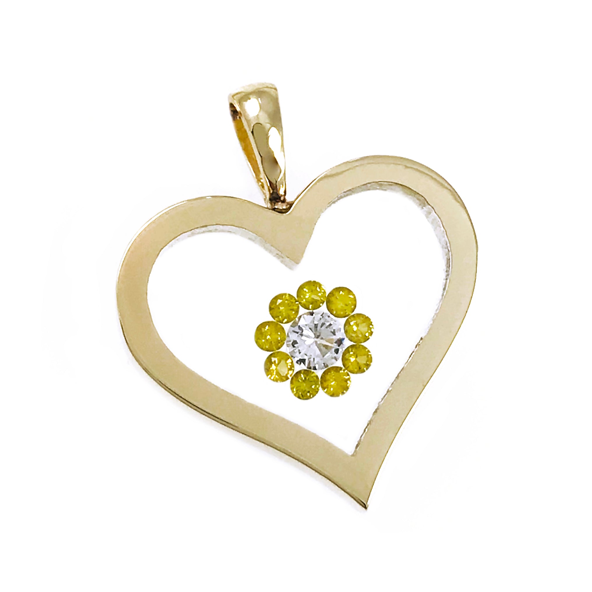 Incogem Floating "Flower" Diamonds "Heart" Pendant