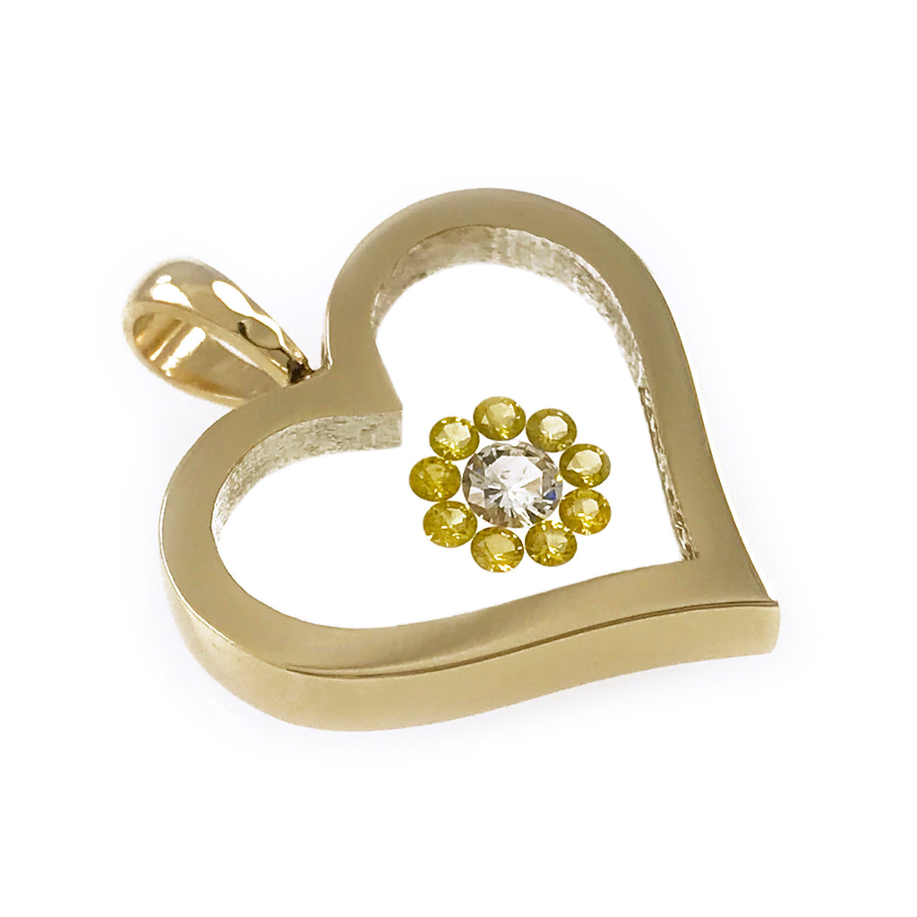 Incogem Floating "Flower" Diamonds "Heart" Pendant