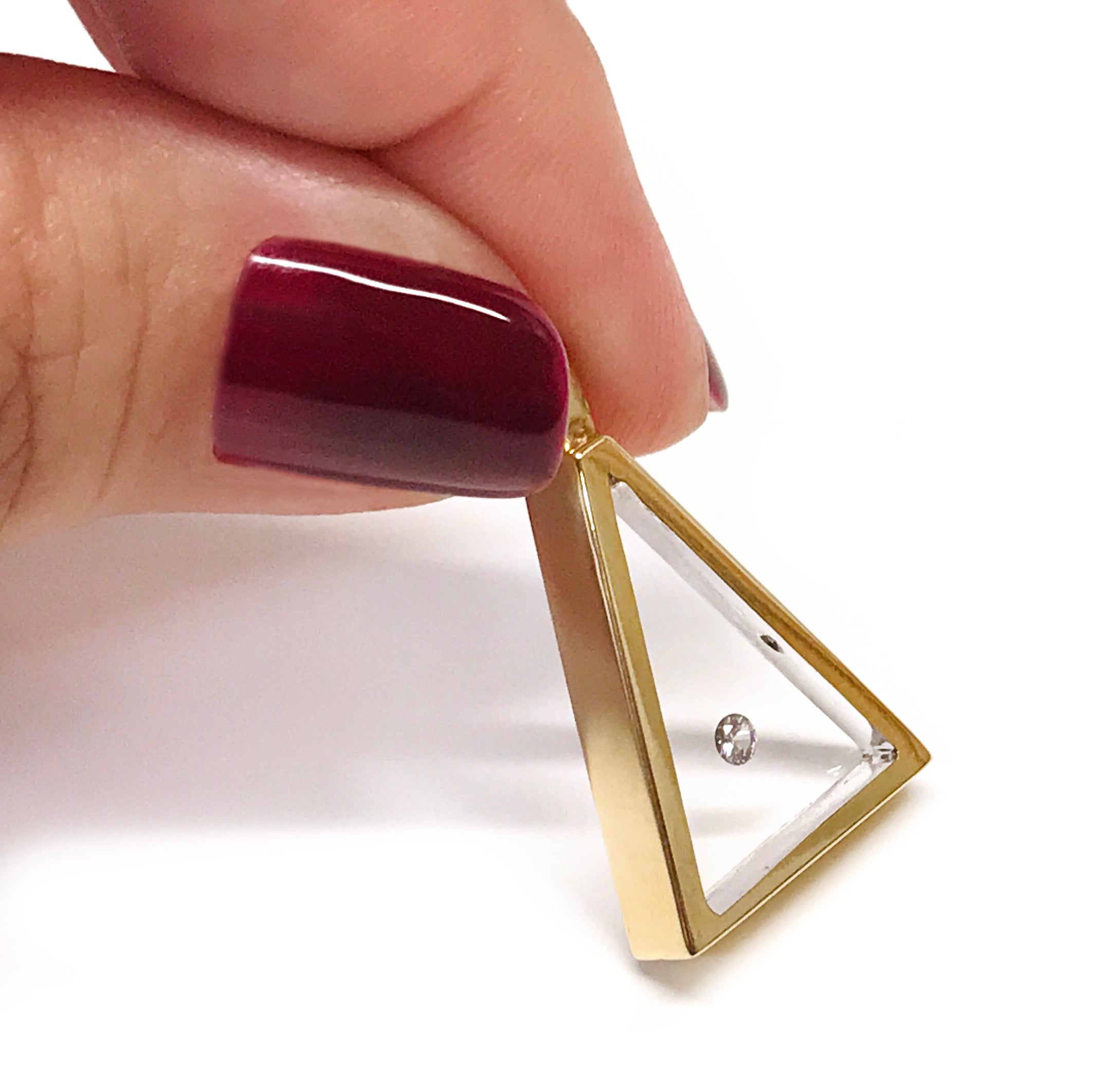 Incogem Floating Diamond "Triangle" Pendant Yellow Gold