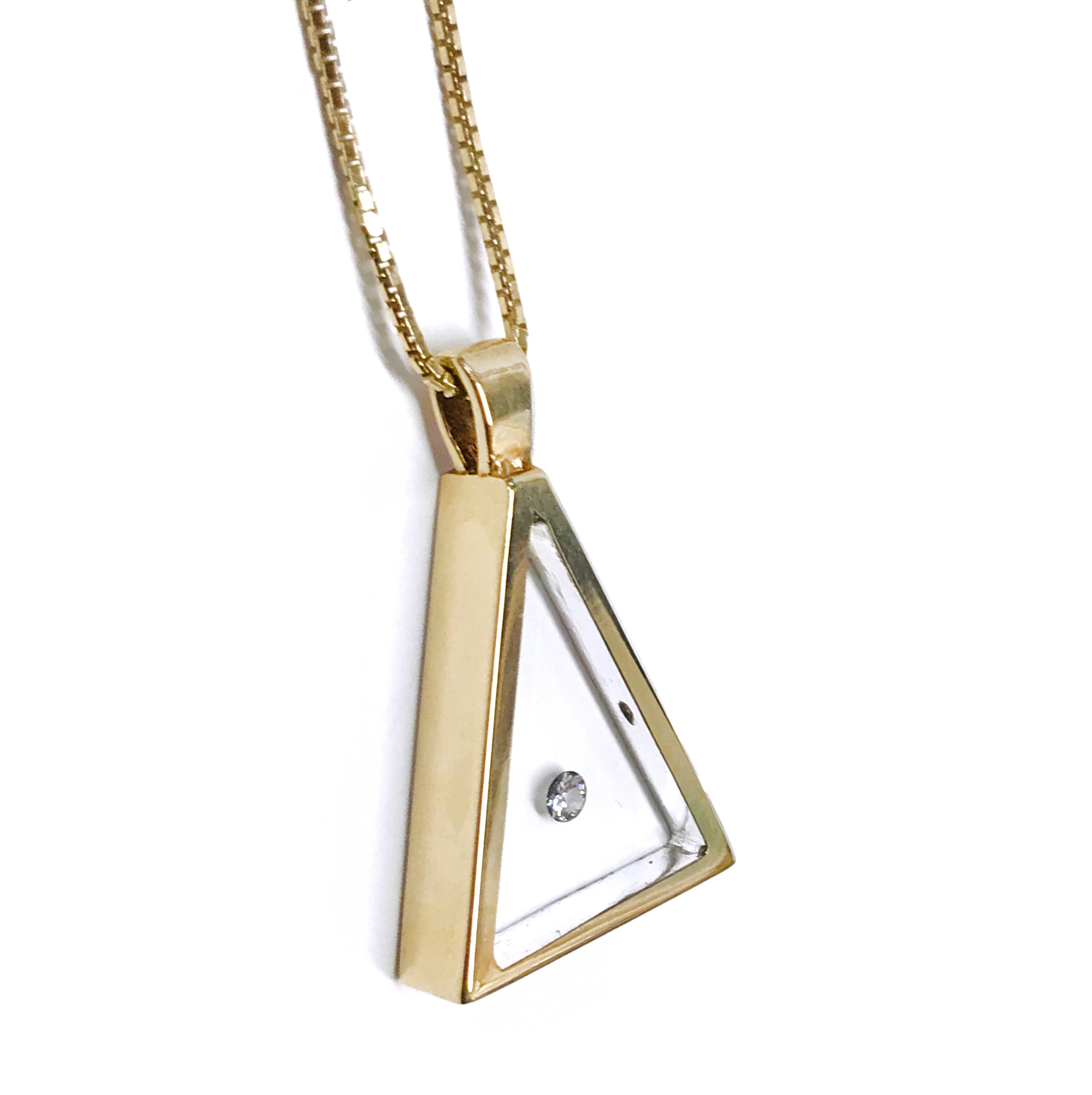 Incogem Floating Diamond "Triangle" Pendant Yellow Gold