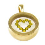 Incogem Floating Diamond Circle Pendant "Heart" Yellow Gold and Canary Diamonds