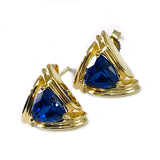 14k Chatham Blue Sapphire Trillion-Cut Earrings