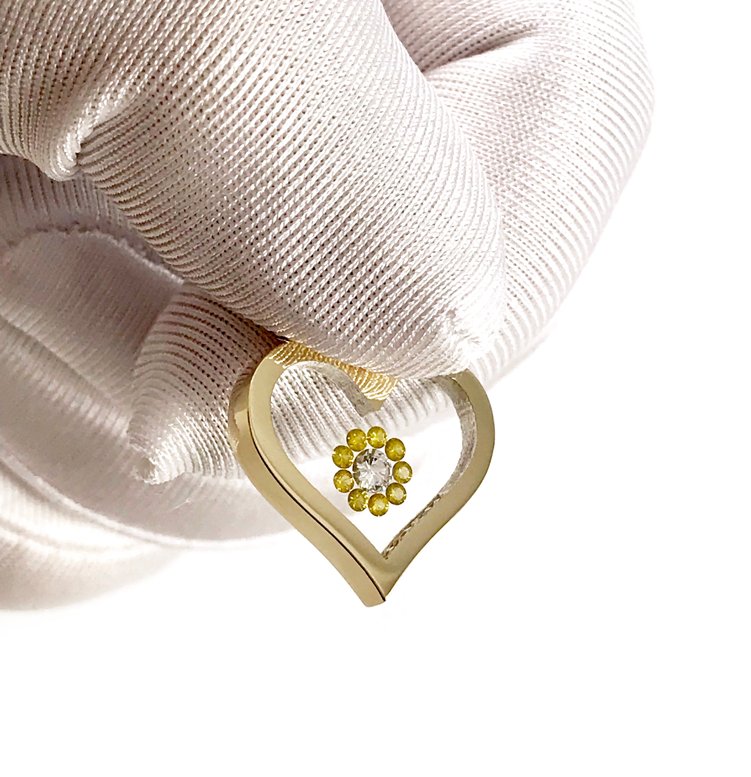 Incogem Floating "Flower" Diamonds "Heart" Pendant