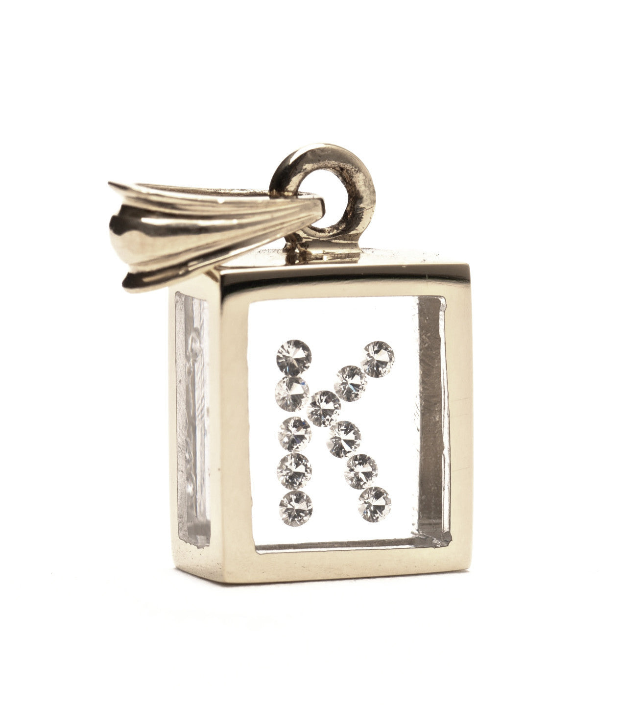Incogem Floating Diamond Pendant "K" White Gold
