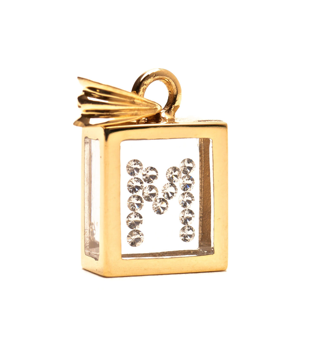 Incogem Floating Diamond Pendant "M" Yellow Gold