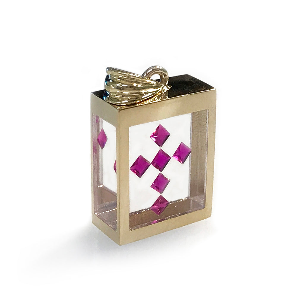 Incogem Floating Rubies Large Pendant "Cross"