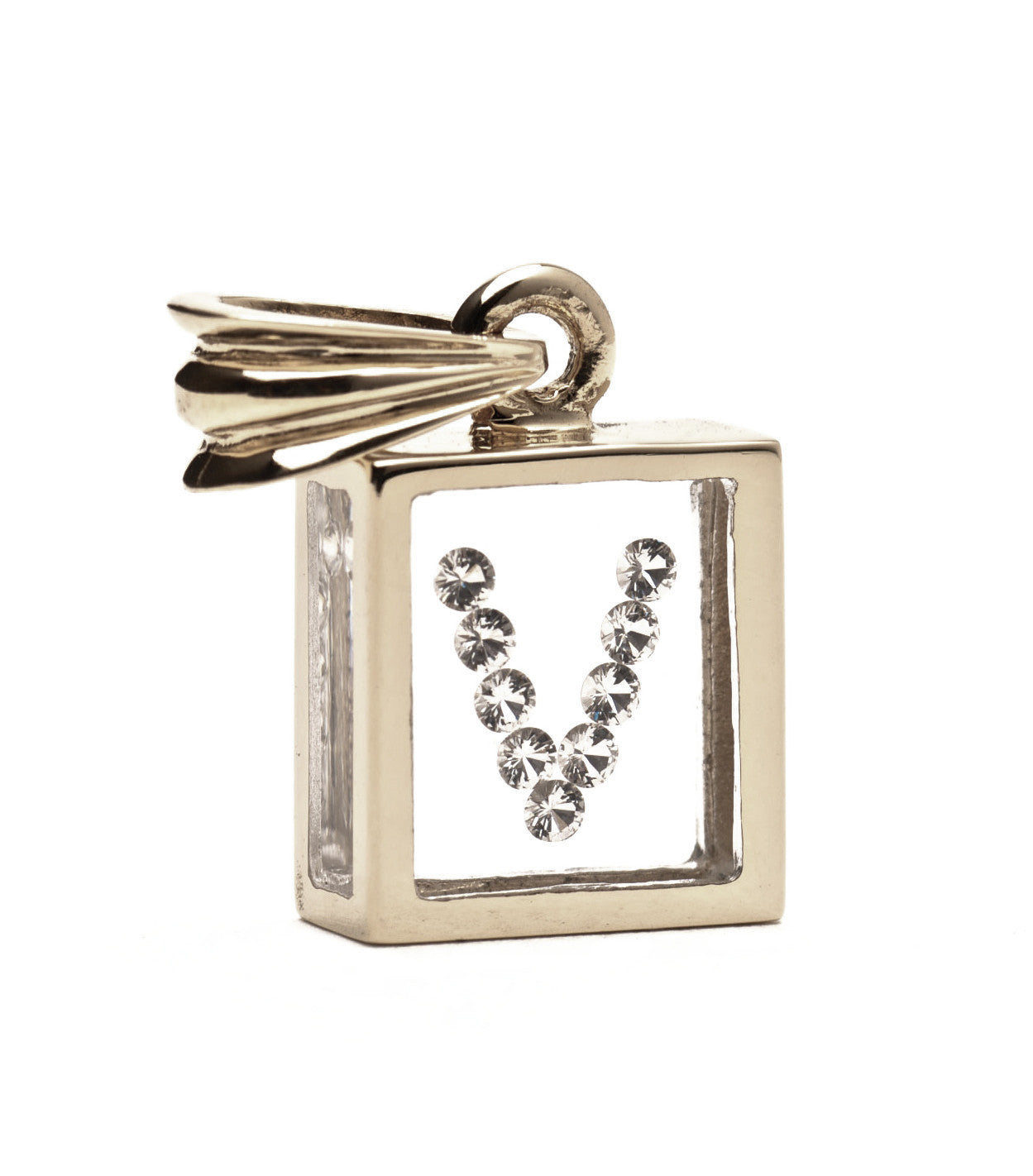 Incogem Floating Diamond Pendant "V" White Gold