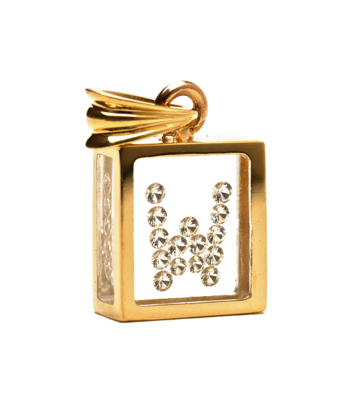 Incogem Floating Diamond Pendant "W" Yellow Gold