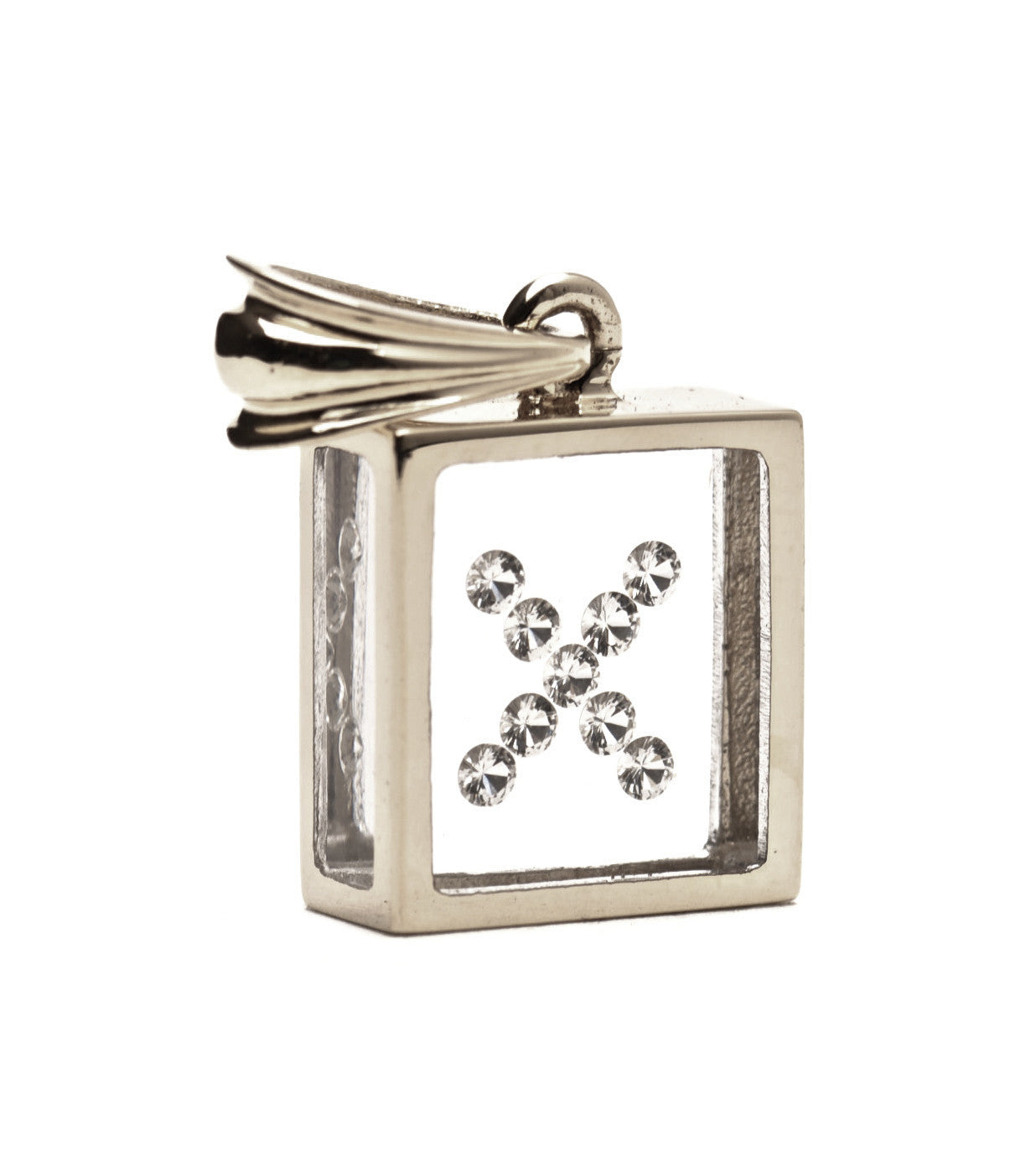 Incogem Floating Diamond Pendant "X" White Gold